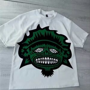 White and Green Graphic Men's Shirt